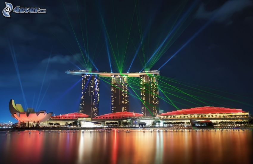 Marina Bay Sands, Singapour, des faisceaux laser