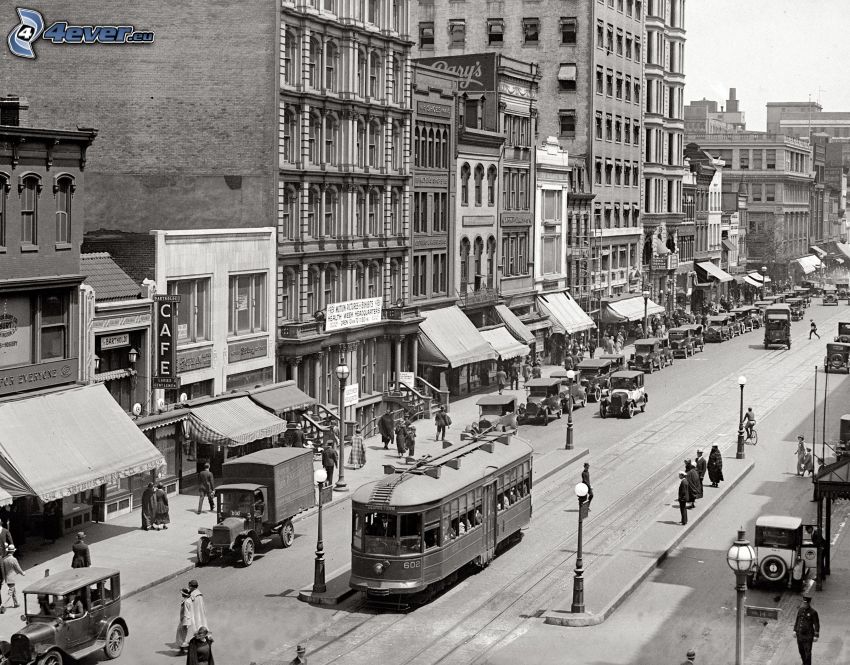 New York, vieille photographie, tramway