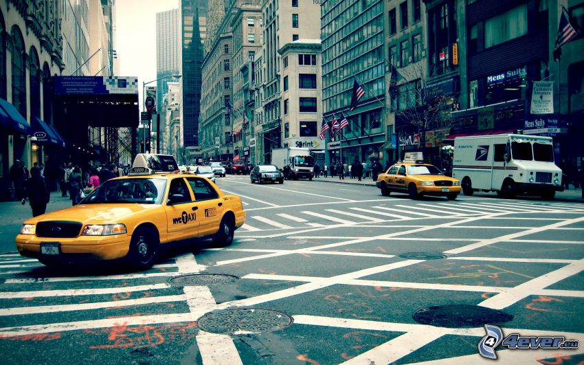 NYC Taxi, rue, New York