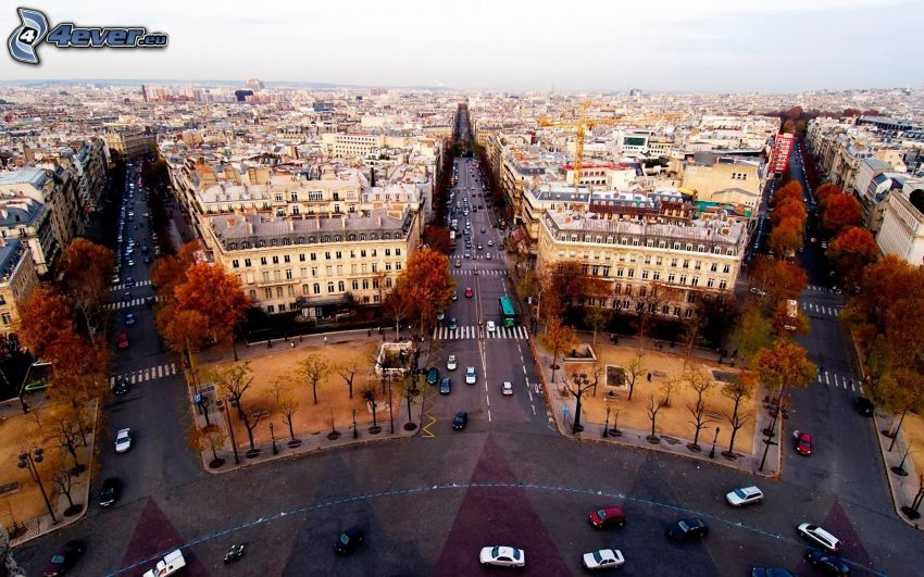 Paris, Arc de Triomphe, rues, vue sur la ville