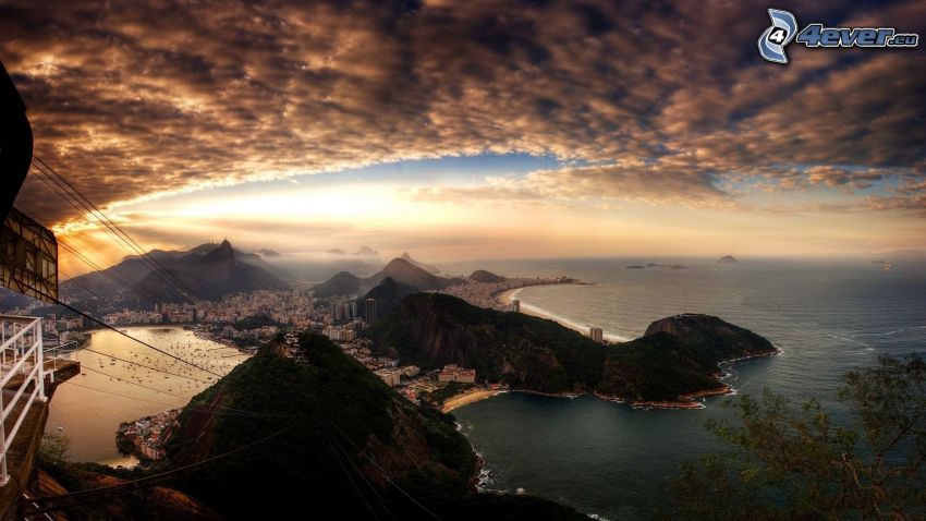 Rio De Janeiro, nuages, mer, vue, HDR