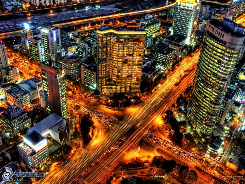 Séoul, ville dans la nuit, HDR