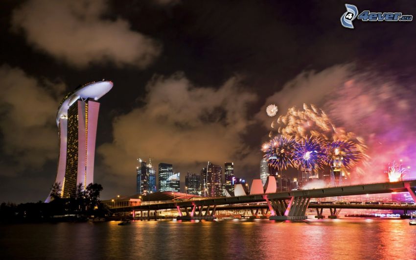 Singapour, feux d'artifice, Marina Bay Sands