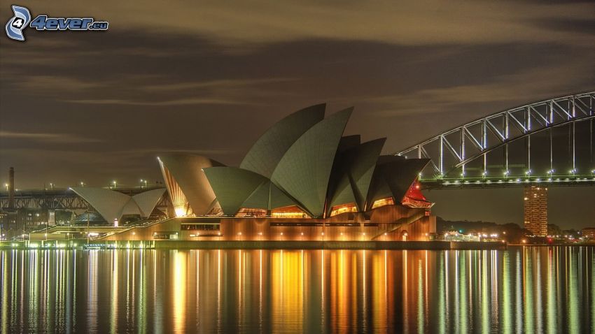 Sydney Opera House, ville dans la nuit