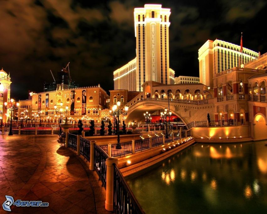 The Venetian Resort Hotel, Las Vegas, ville dans la nuit