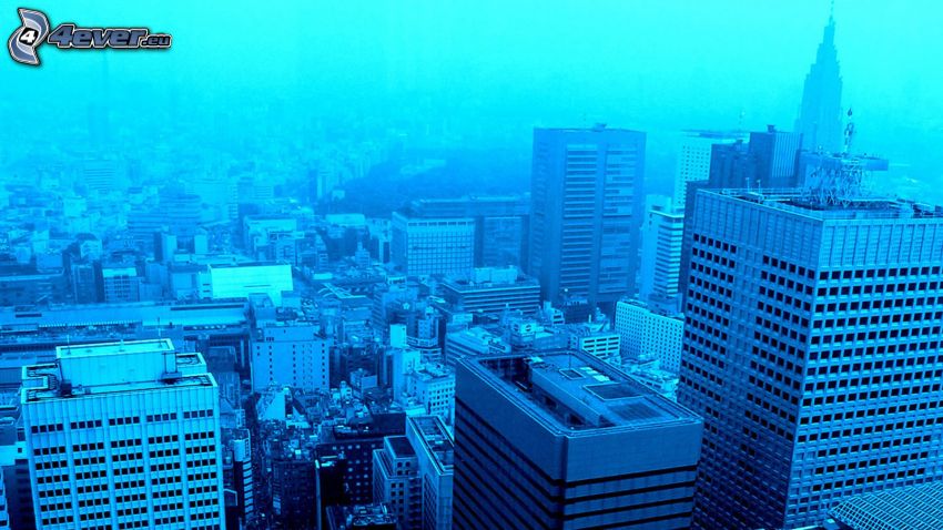 Tokyo, fond bleu