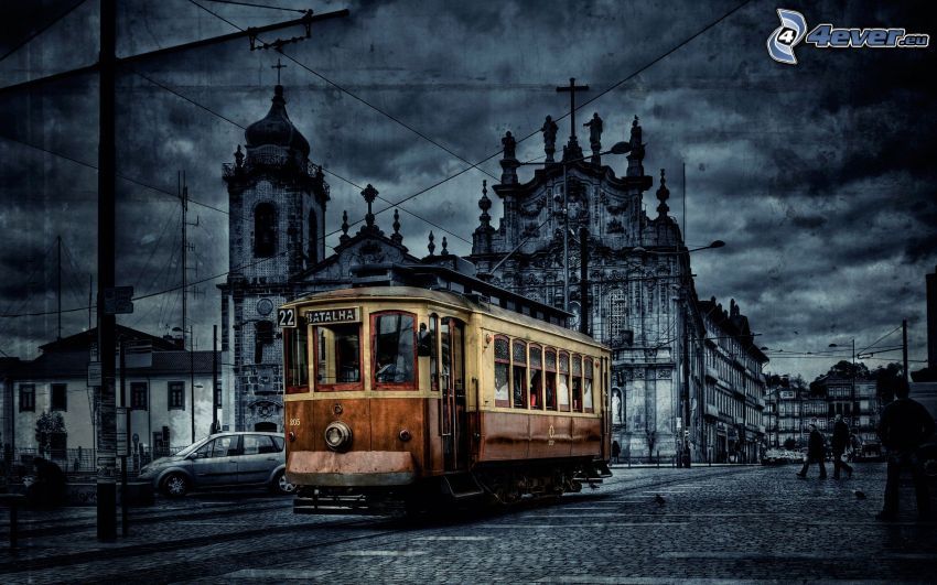 tramway, ville, HDR