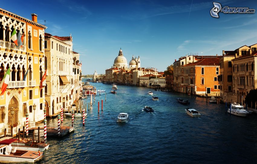 Venise, Italie, bateaux, maisons