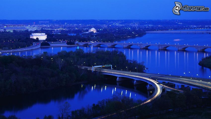 Washington, ville dans la nuit, ponts