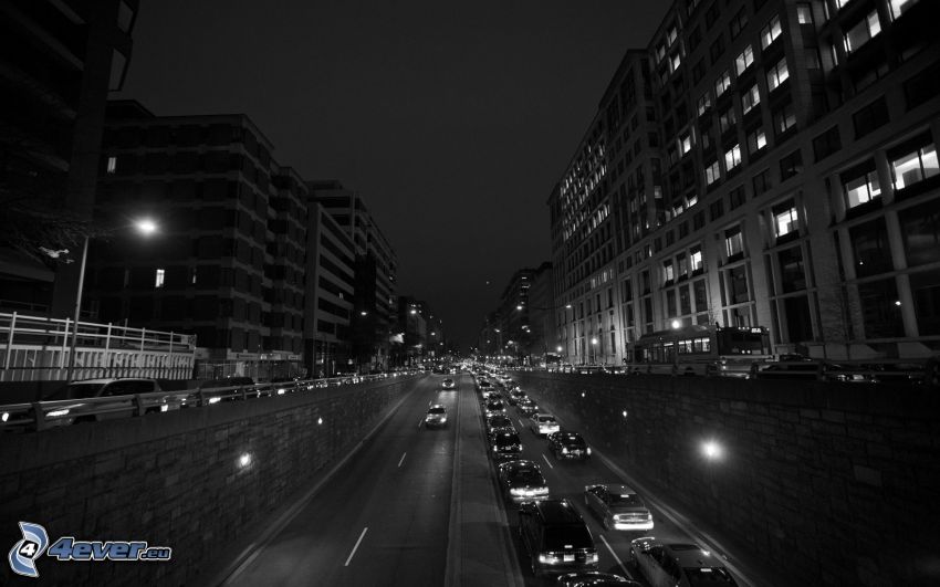 Washington DC, rue, ville dans la nuit
