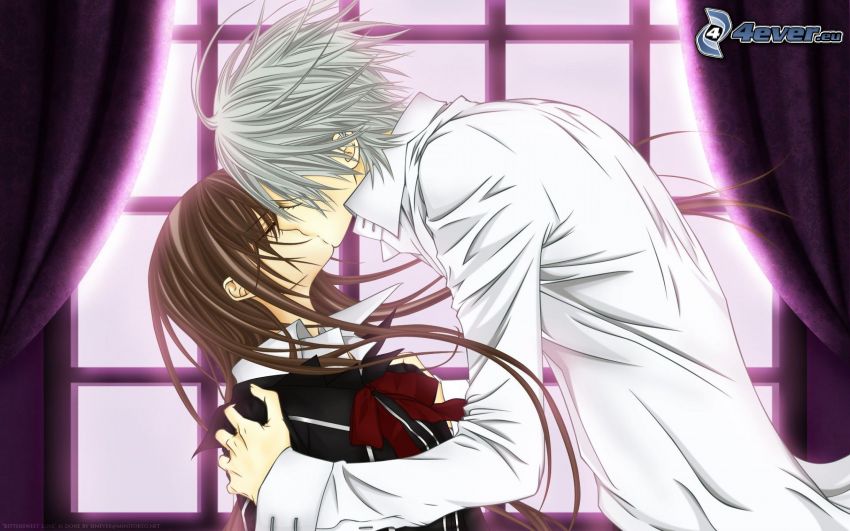 anime couple, baiser