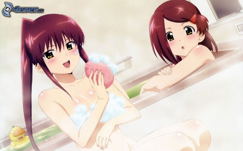 anime filles, bain