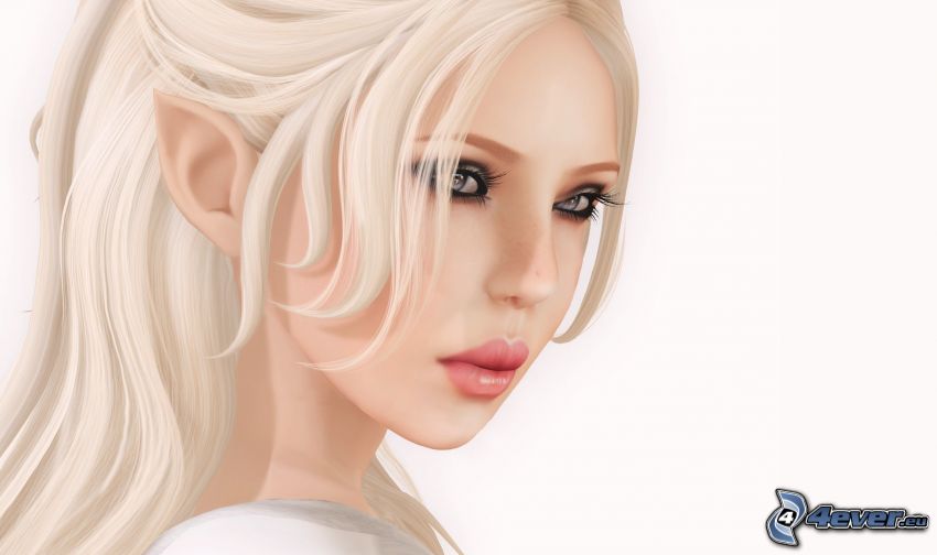 elfe, femme dessiné, blonde