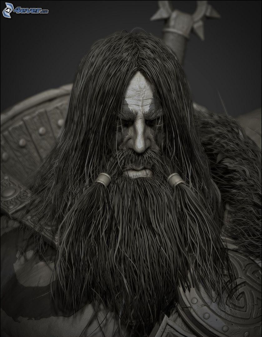 fantasy warrior, barbe
