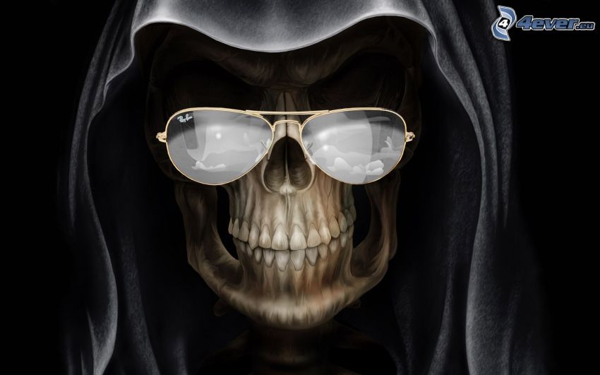 Grim Reaper, crâne, squelette, lunettes