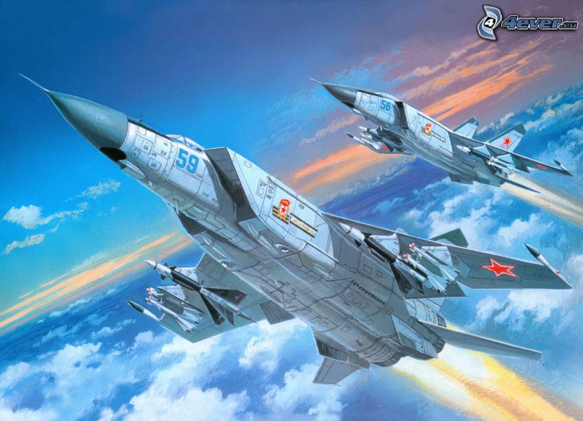 avions de chasse, MiG-25, au-dessus des nuages