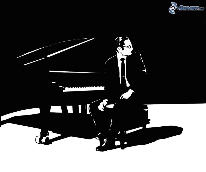 Bill Evans, pianiste, noir et blanc
