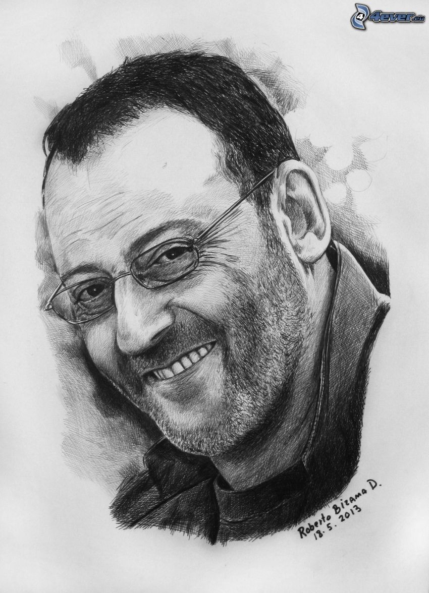 Jean Reno, sourire, homme avec des lunettes