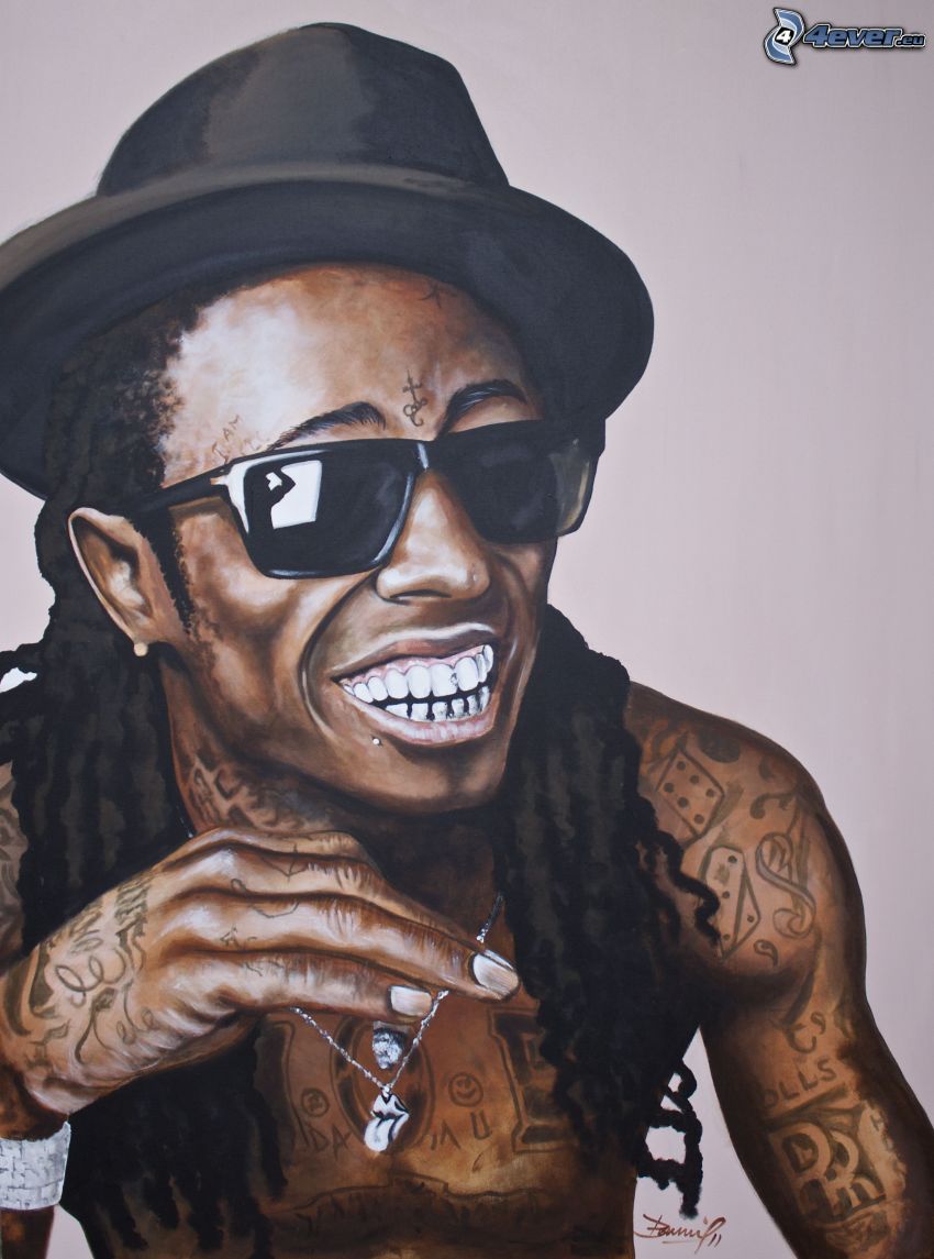 Lil Wayne, rire, homme avec des lunettes, chapeau