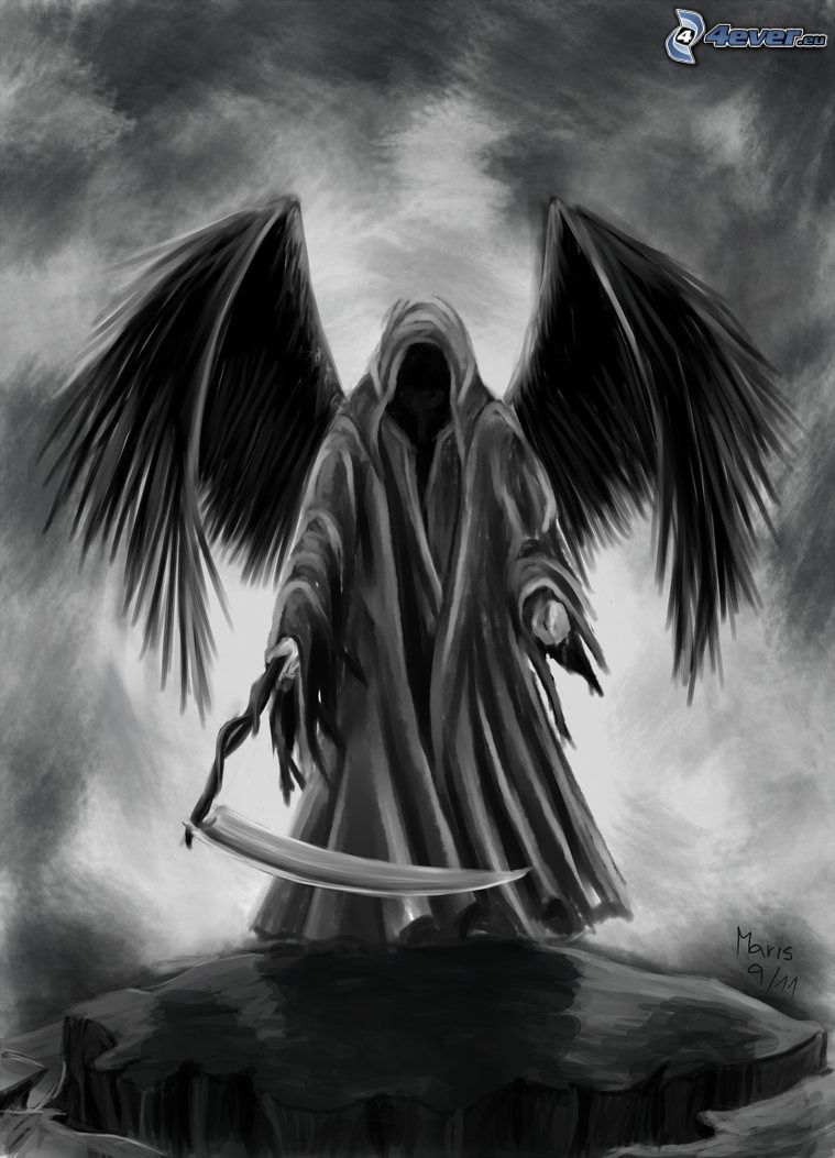 tête de mort sombre, ailes noires
