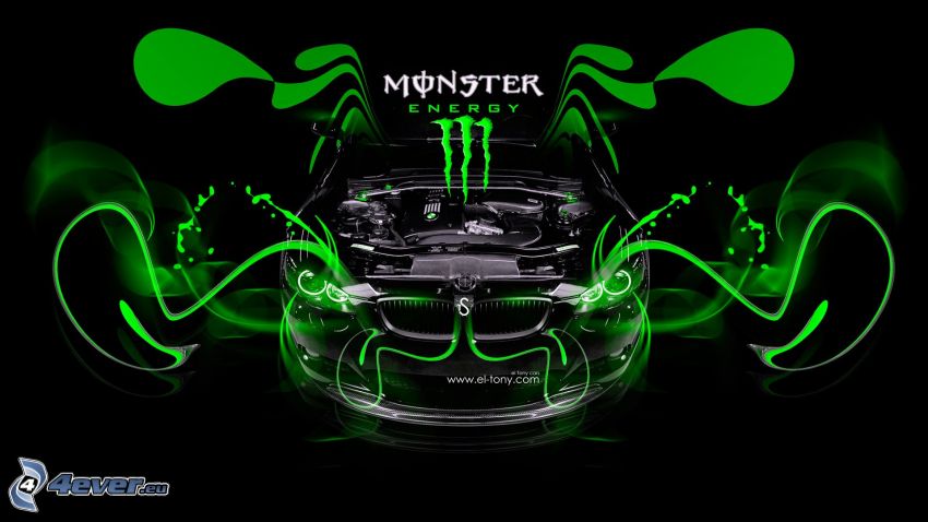 BMW M3, Monster Energy, voiture, logo