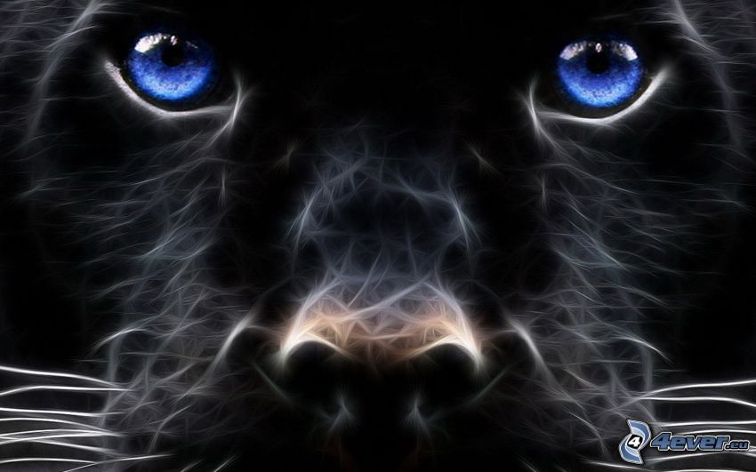 jaguar, visage, animaux fractals