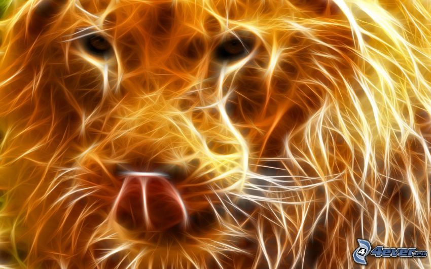 lion fractal, animaux fractals