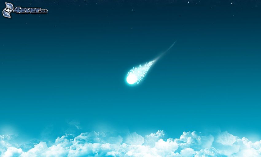 météorite, au-dessus des nuages