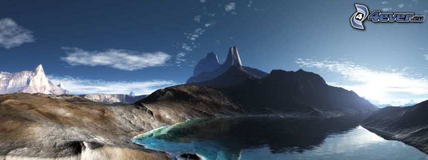 paysage numérique, lac de montagne