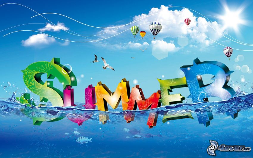 Summer, été, eau, garçon, ballons