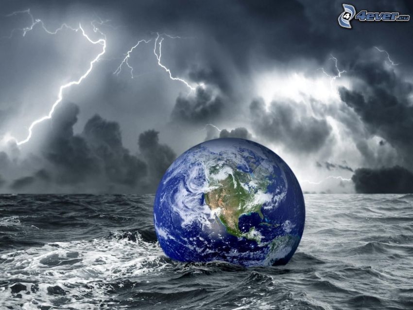 Terre, océan, tempête
