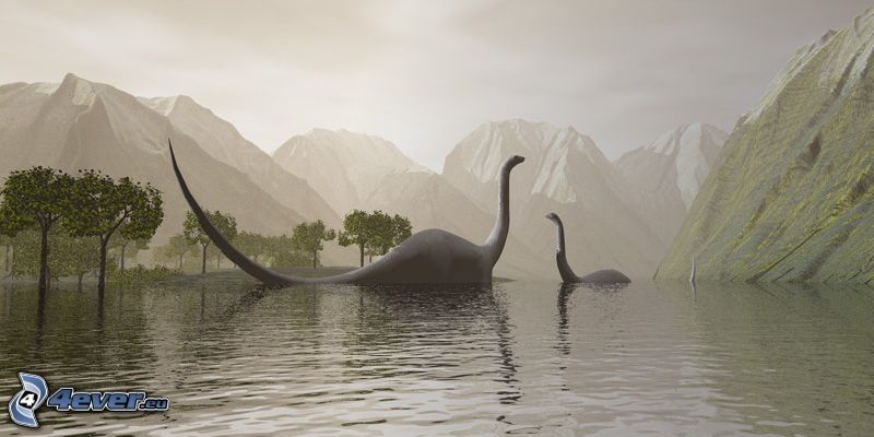 dinosaures, lac