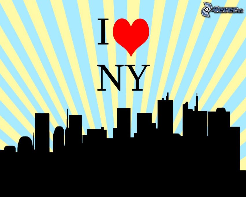 I love NY, silhouette de la ville, gratte-ciel