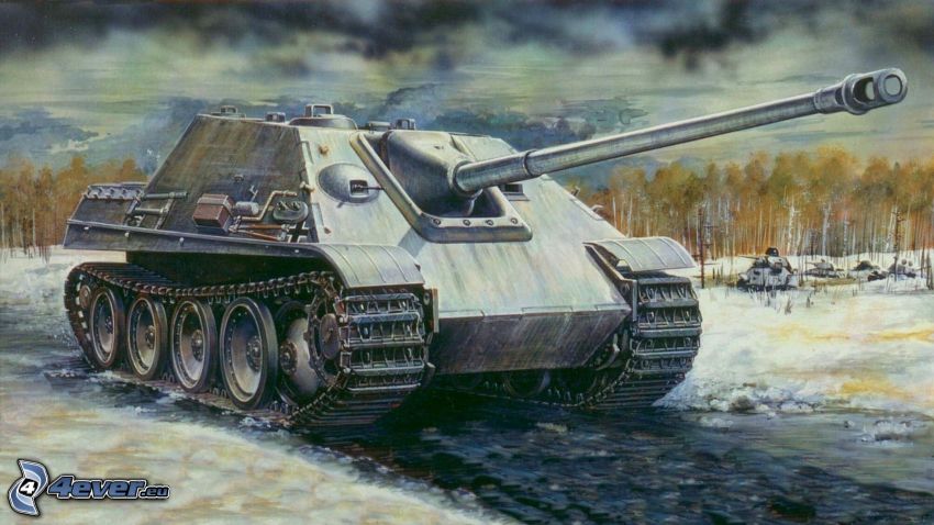 Jagdpanther, Wehrmacht, char, neige