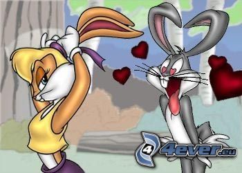 Lola Bunny, Bugs Bunny, cœurs, amour