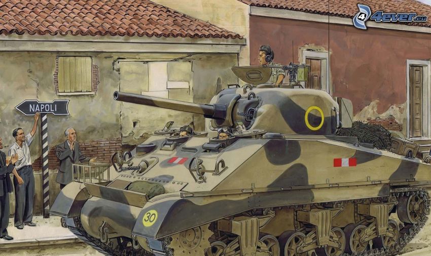 M4 Sherman, char, rue