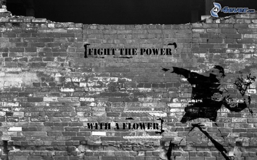mur de briques, dessin, noir et blanc, text