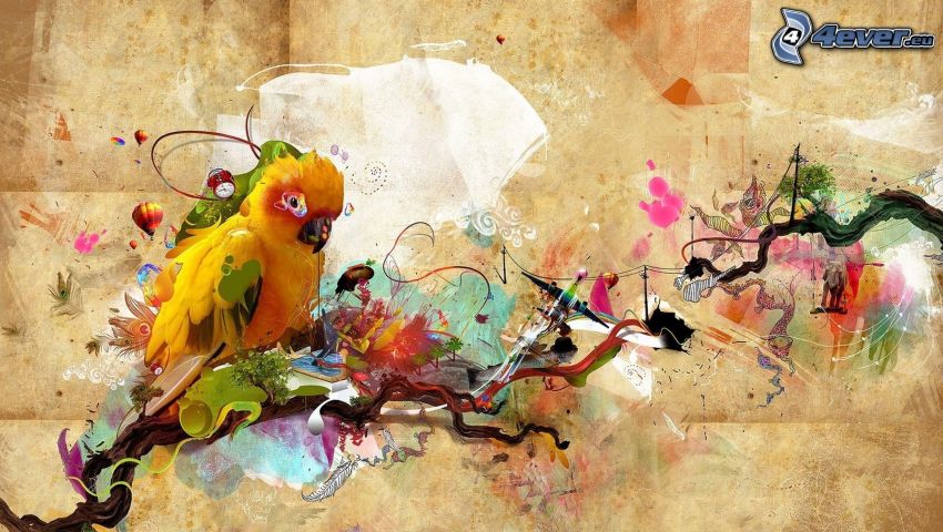 perroquet, abstrait