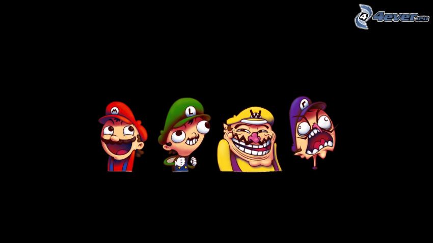 personnages de dessins animés, Super Mario, troll face