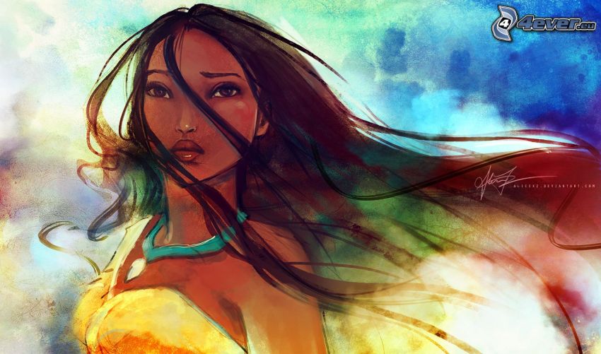 Pocahontas, femme dessiné