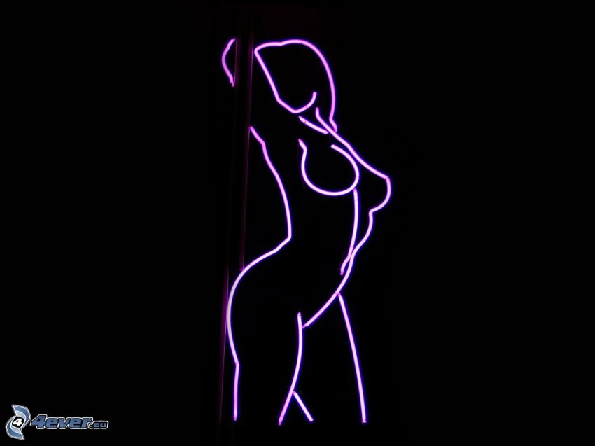 silhouette de femme, néon
