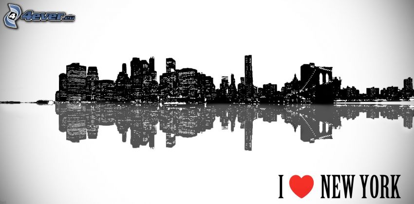 silhouette de la ville, I love NY, reflexion