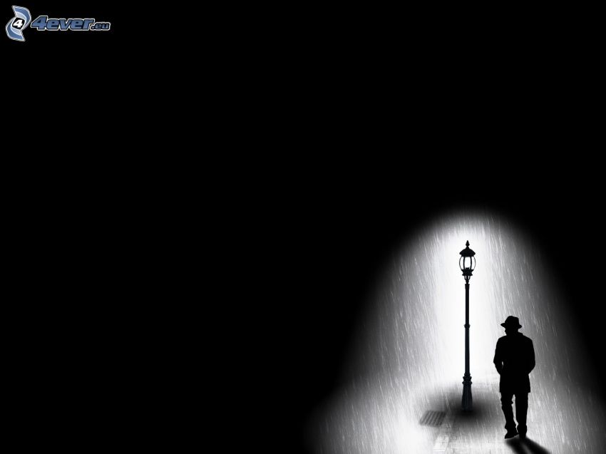 silhouette d'un homme, lampe