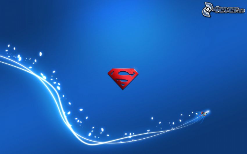 Superman, lignes blanches, fond bleu