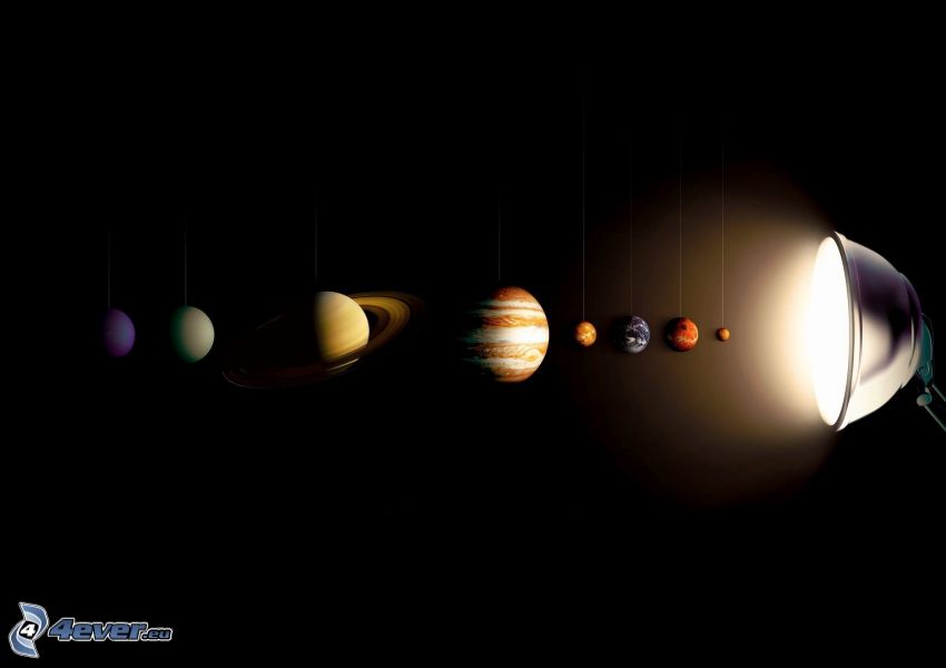 système solaire, planètes, lampe