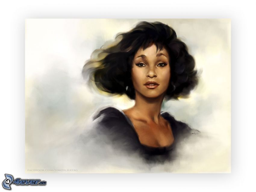 Whitney Houston, femme dessiné