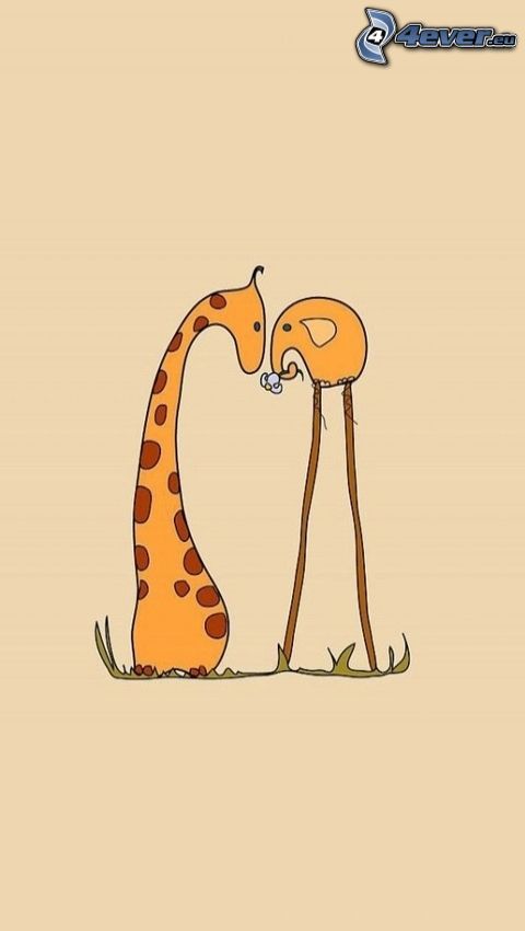 girafe, éléphant, fleur, amour