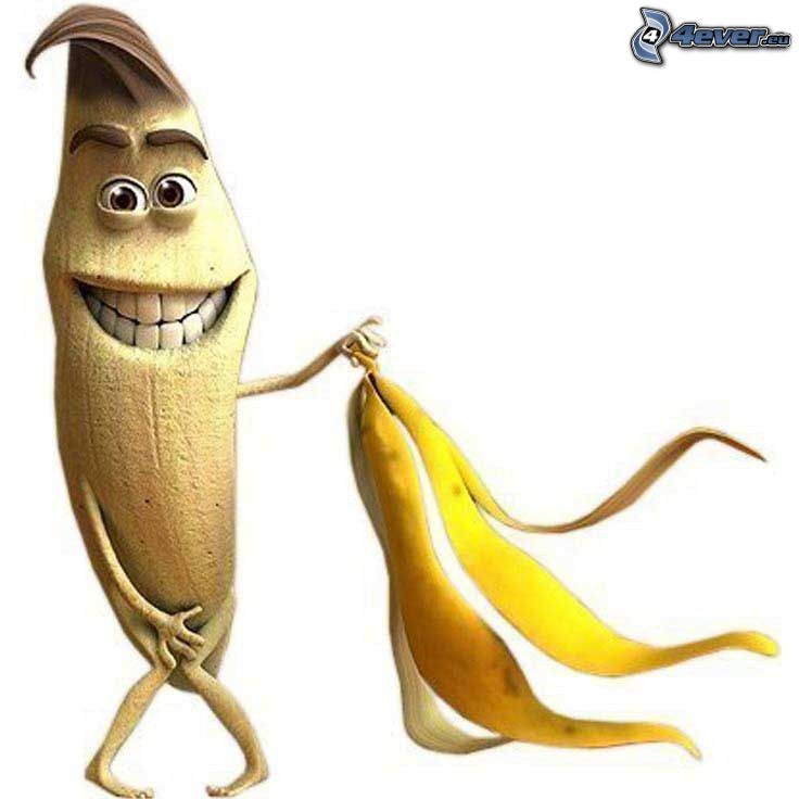 la banane, déshabillage, peau, rire