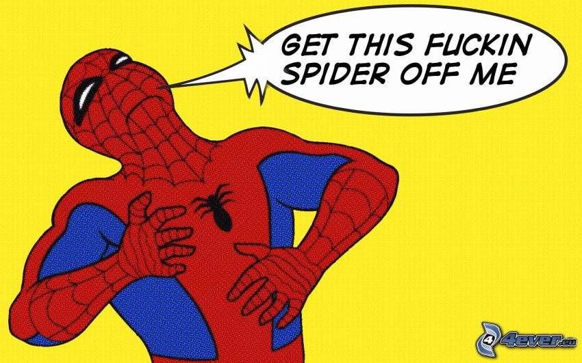 Spiderman, araignée, text