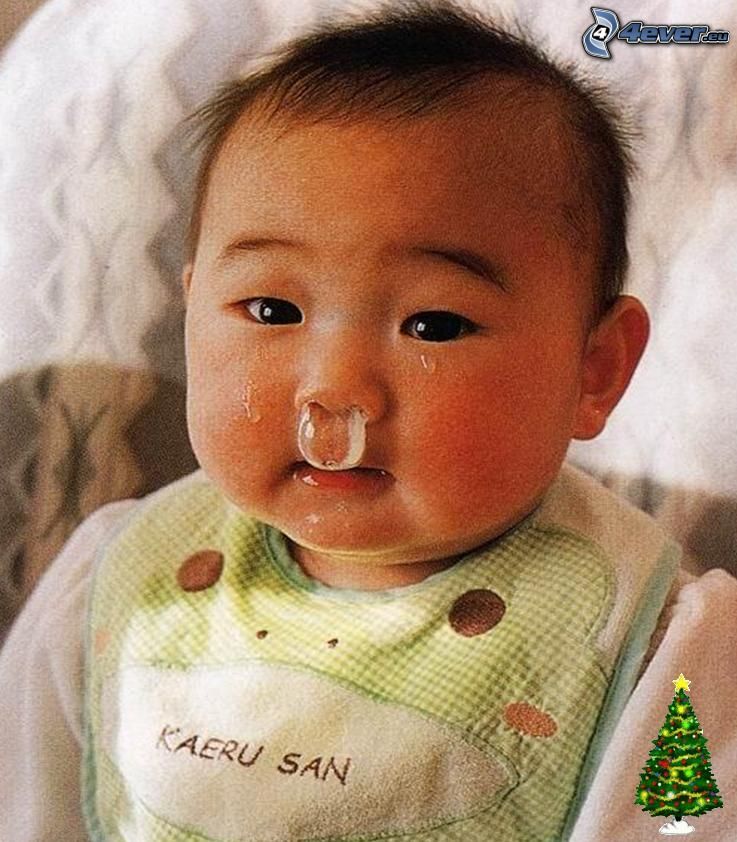 bébé qui pleure, la morve, larme, Chinois